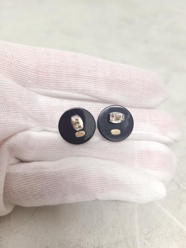 CHANEL Gold Black CC Crystal Pattern Earrings 103137248 | eBay
