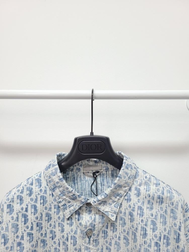 Dior Blue Oblique Cassis Cotton Denim Shirt Jacket 44
