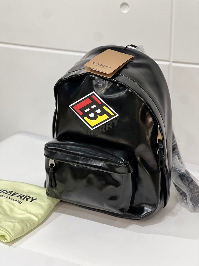 Burberry TB Monogram Enamel Leather Backpack Unisex  display picture 1