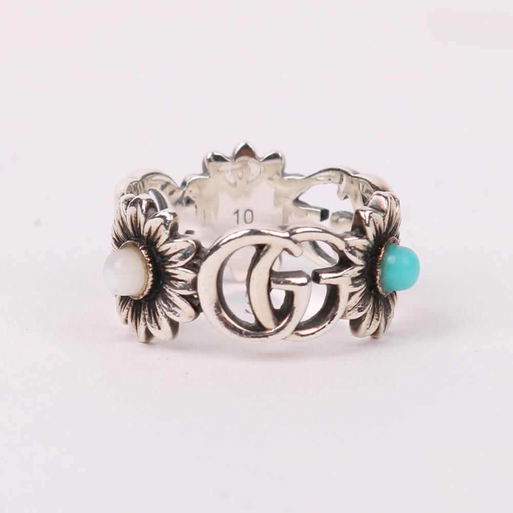 人気特価をすべて Gucci 527394 Ring Silver Sterling Pearl of Mother G Double アクセサリー