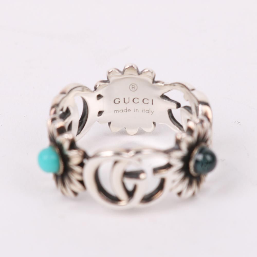 Gucci Double G Mother of Pearl Sterling Silver Ring 527394