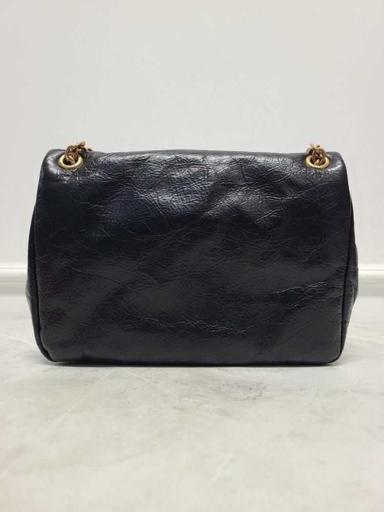 Balenciaga Black Calf Vintage Gold Monaco Mini Chain