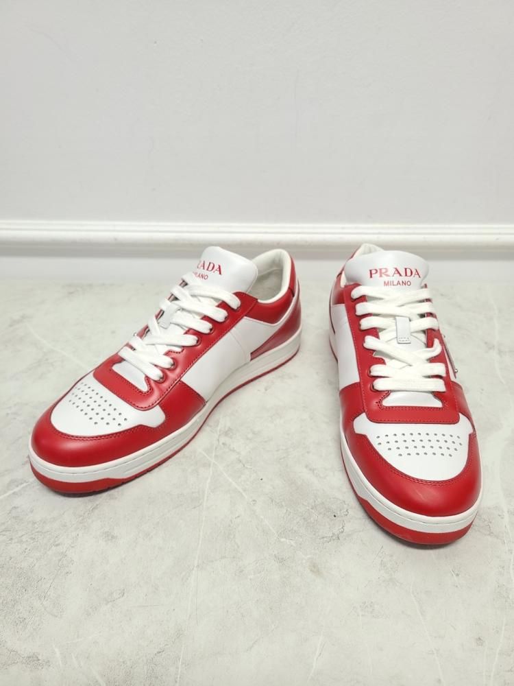 Prada Red Triangle Logo Downtown Leather Sneakers 6