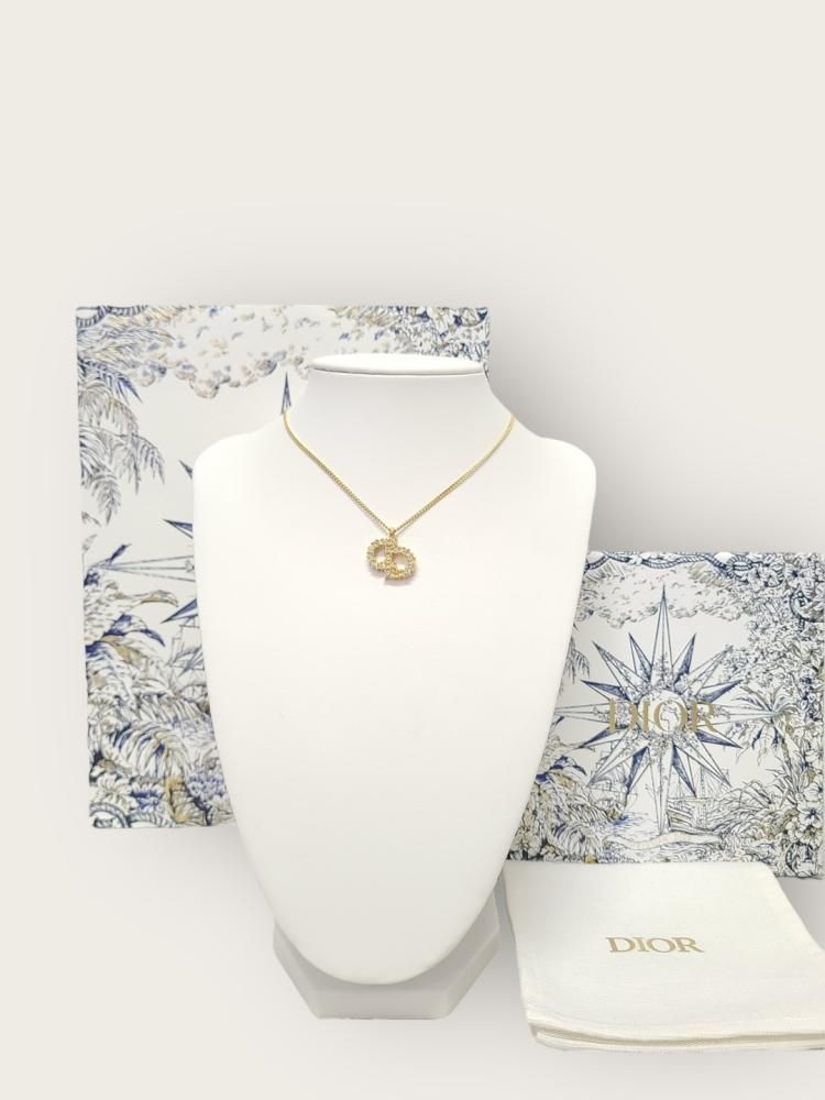 Dior Gold Metal Line Stone CD Necklace 138302586 | eBay