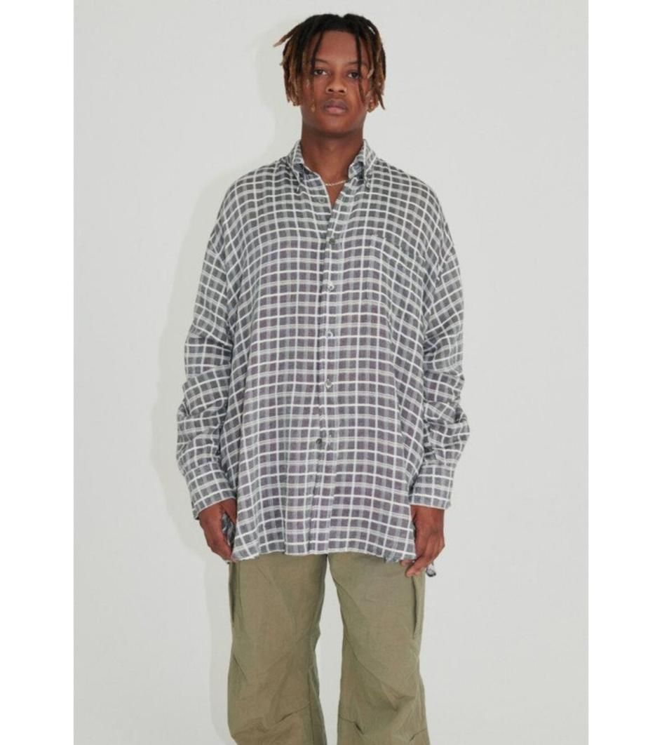 아워레가시- 아워레가시 Borrowed BD Shirt Dark Grey Sheer Check