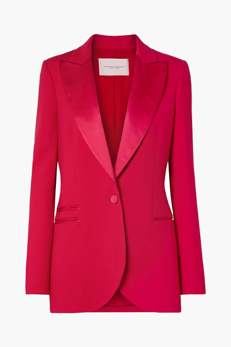 캐롤리나헤레라 Satin trimmed wool blend tuxedo blazer 14097096491308906