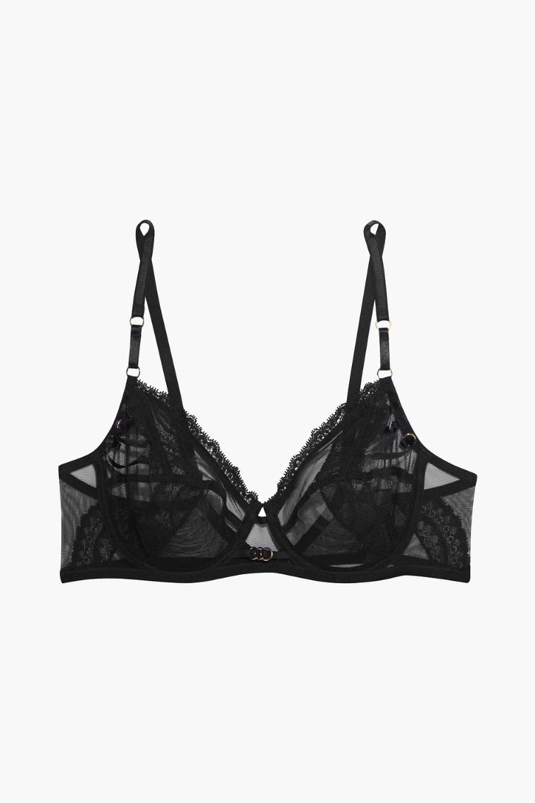 LISE CHARMEL Nouvel Eros lace trimmed stretch tulle underwired bra 30629810019974736