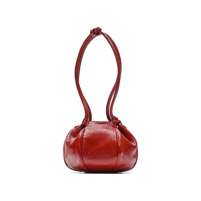 Hereu Bombon Crinkled Leather Top Handle Bag In Carnelian Red