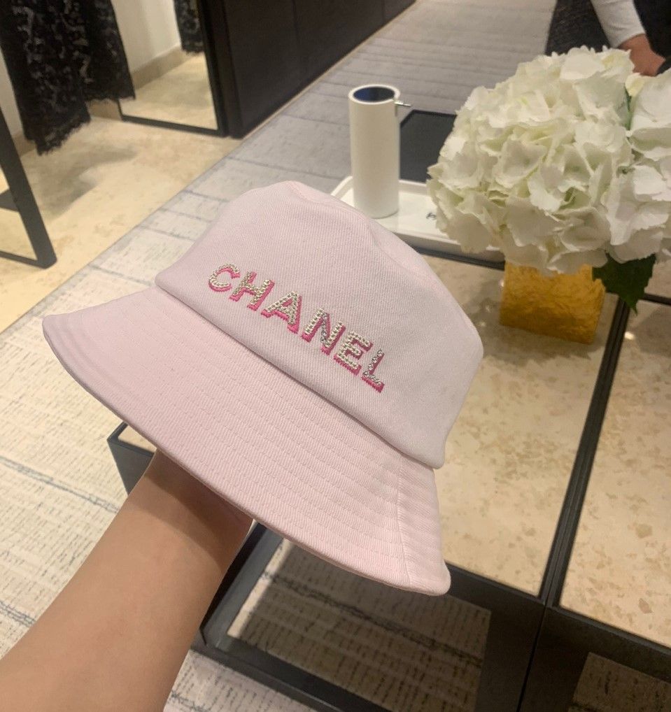 샤넬 CC로고 버킷햇 핑크 모자  AA8088