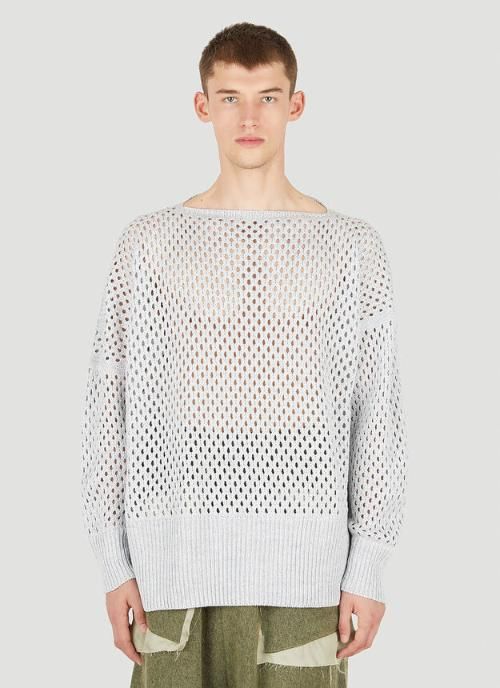 Sulvam-술밤 남성 Open Knit Jumper in Grey Grey | 트렌비 Sulvam-술밤 남성 Open Knit Jumper in Grey Grey | 트렌비 | www.trenbe.com