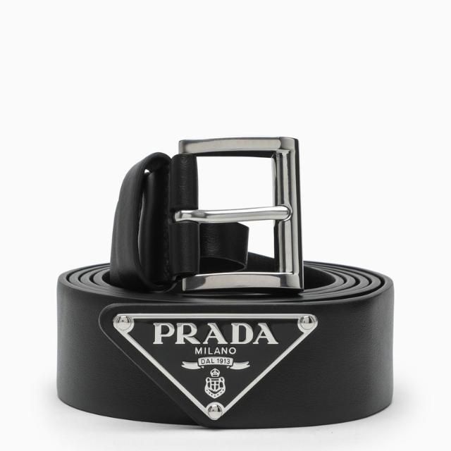 프라다-프라다 Black leather belt with logo Black 2CC546R2Z/L_PRADA