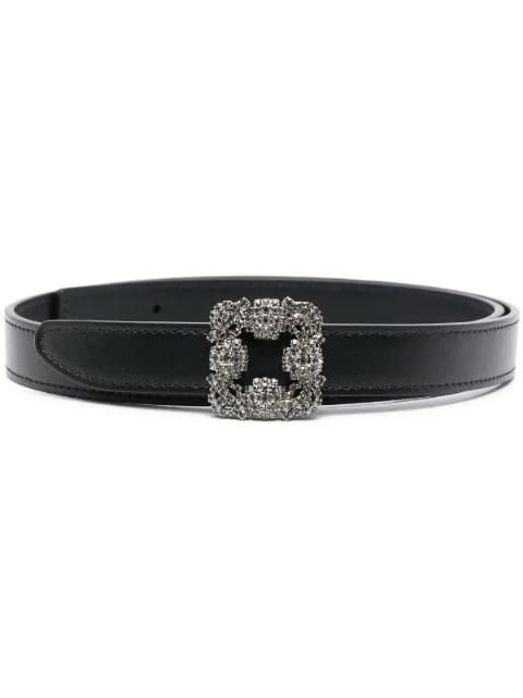 마놀로블라닉-그린 한기시 크리스탈 버클 벨트 Green Hangisi crystal buckle belt 16645007 | TRENBE 마놀로블라닉-그린... 