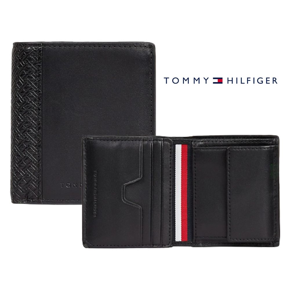 타미힐피거 가죽 모노그램 2단 남성 지갑 블랙 HILFIGER 타미명품 20대남자지갑