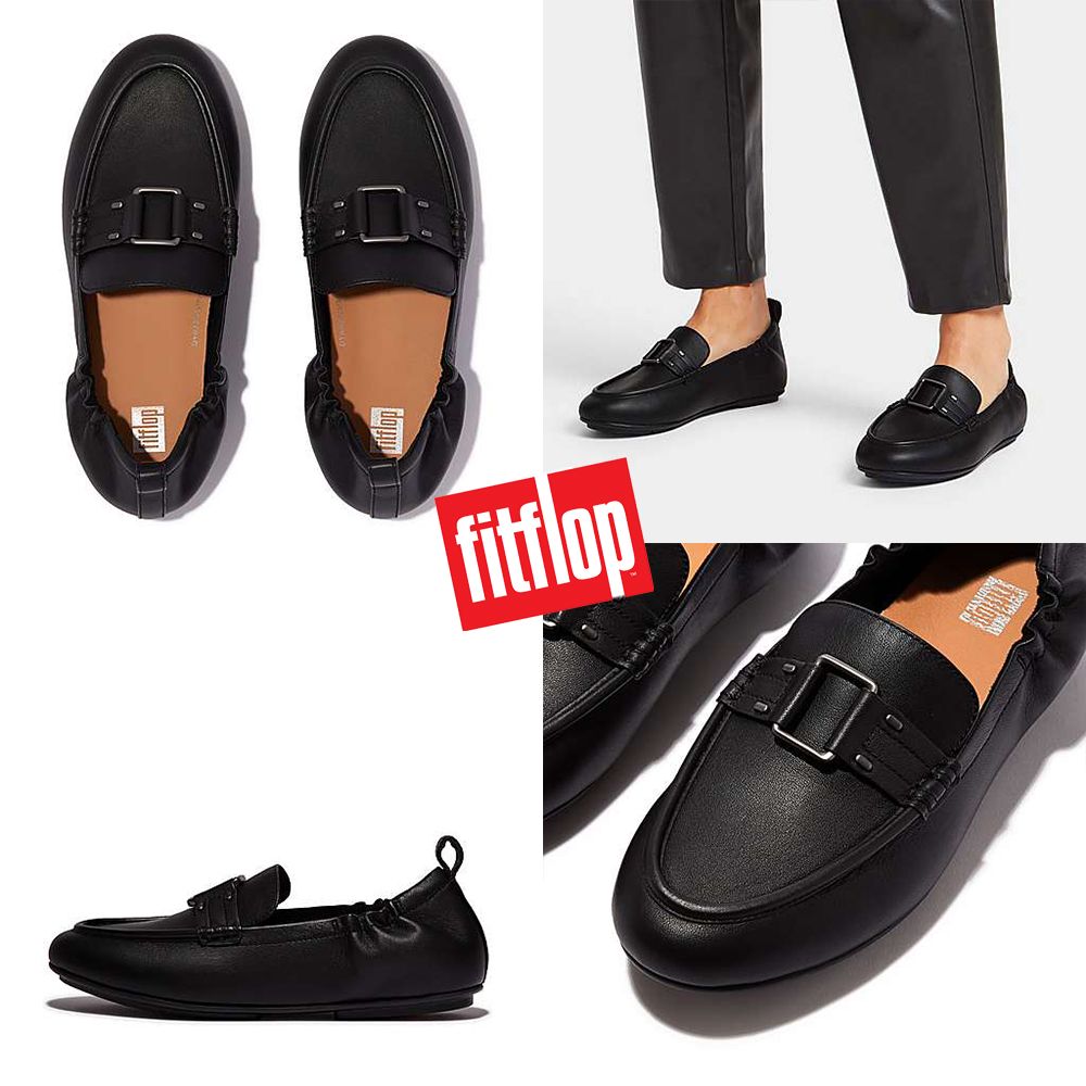 핏플랍 알레그로 스터드 버클 가죽 로퍼 블랙 여성운동화 여자명품슈즈플랫솔 FITFLOP