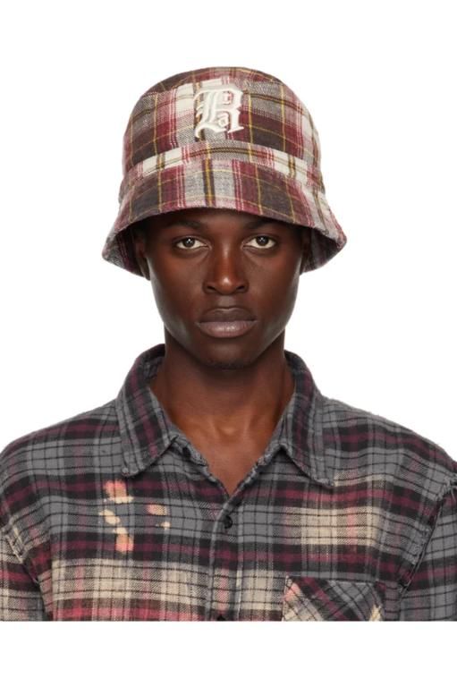 R13 Burgundy Layered Bucket Hat 222021M140002 TRENBE