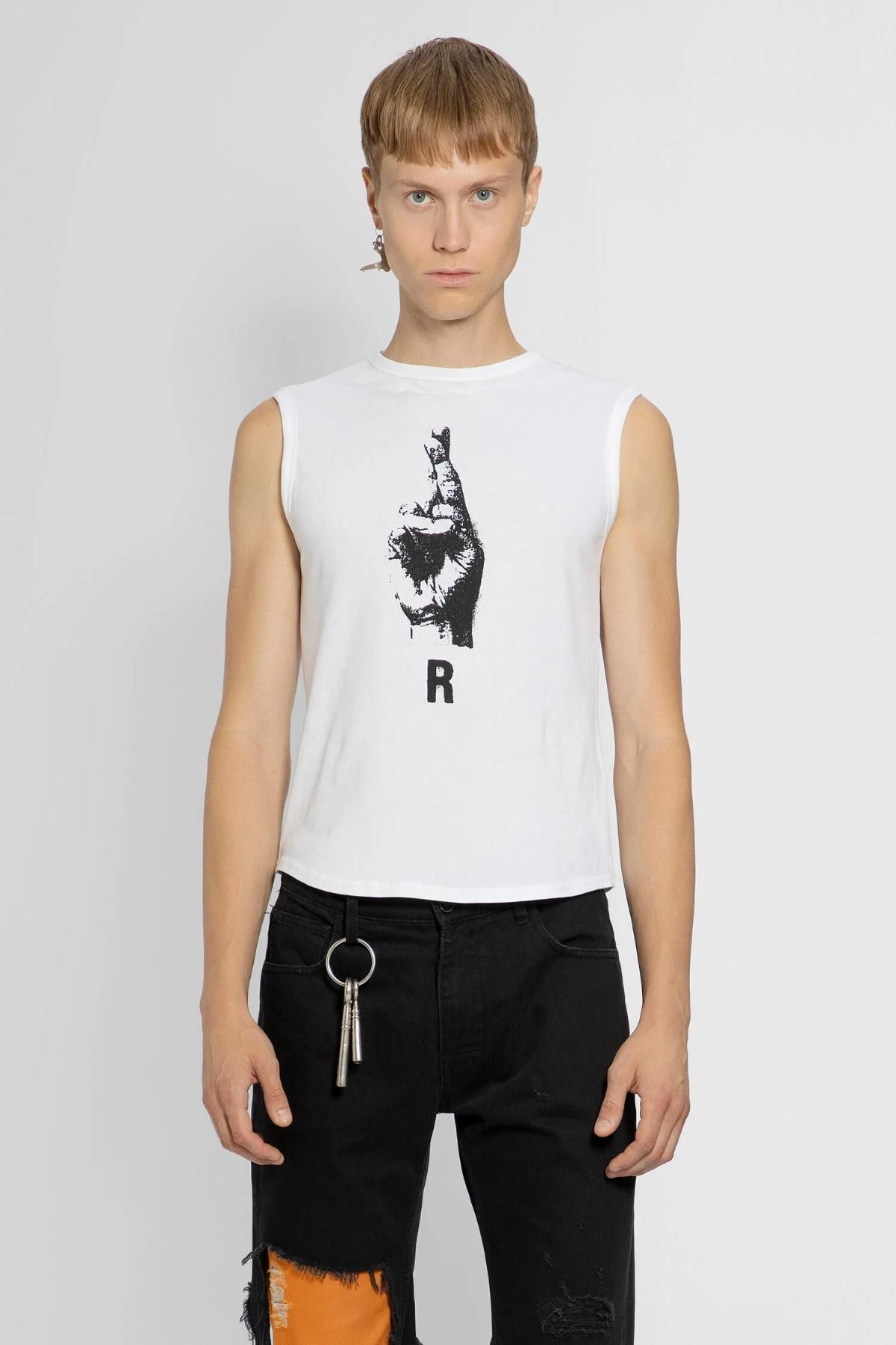 라프시몬스-[H]라프시몬스 남성 나시 탱크탑 231M123-0010 Raf Simons Raf Simons Man White Tank  Tops | Trenbe