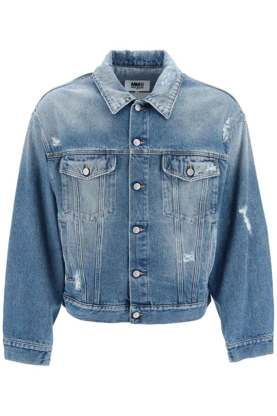 메종마르지엘라-메종마르지엘라 남성 Distressed Denim Jacket Mm6 Maison Margiela Blue | Trenbe