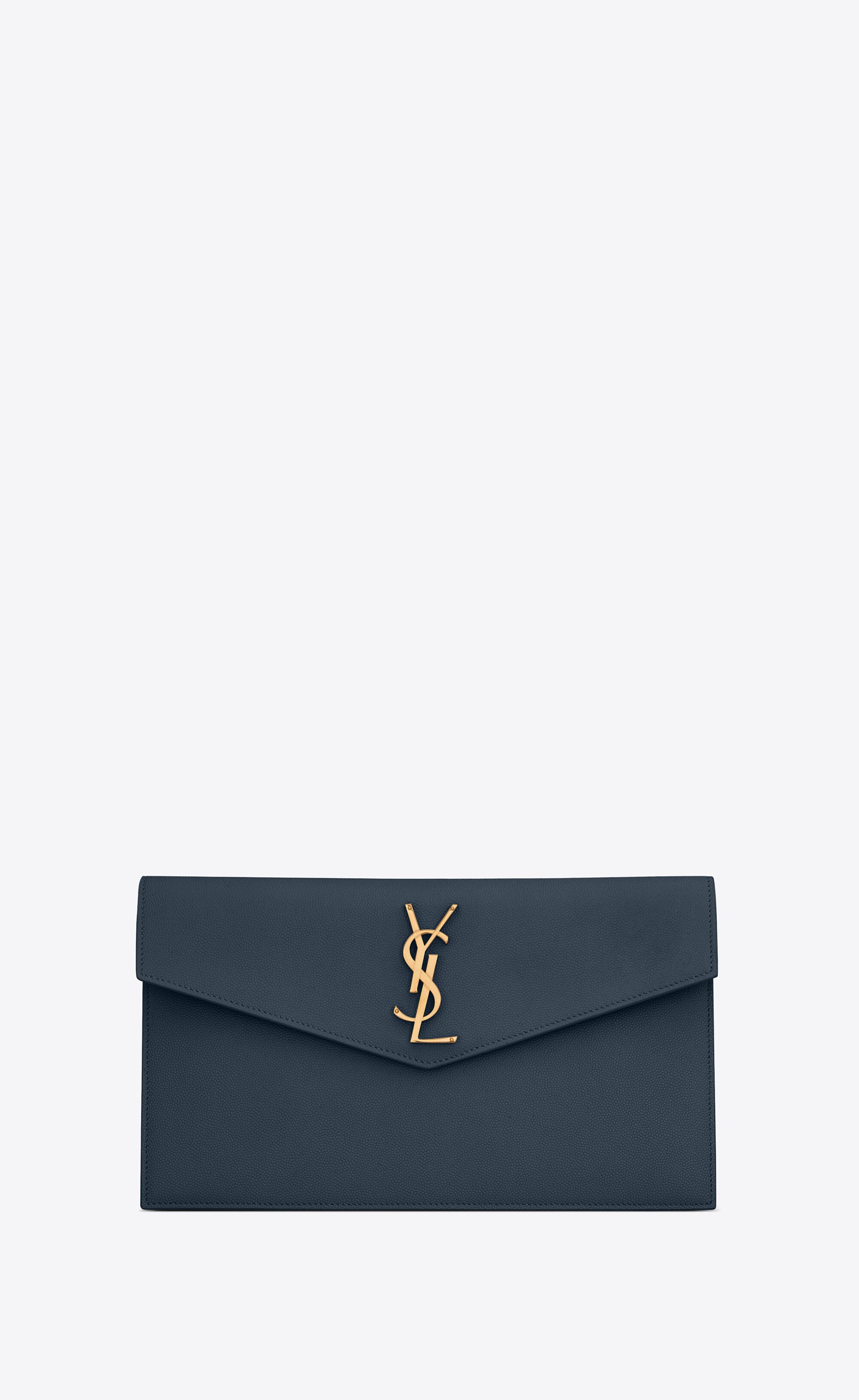 생로랑 YSL 업타운 클러치백 그레인 엠보스드 파우치 샤론 블루 5657391GF0J4227