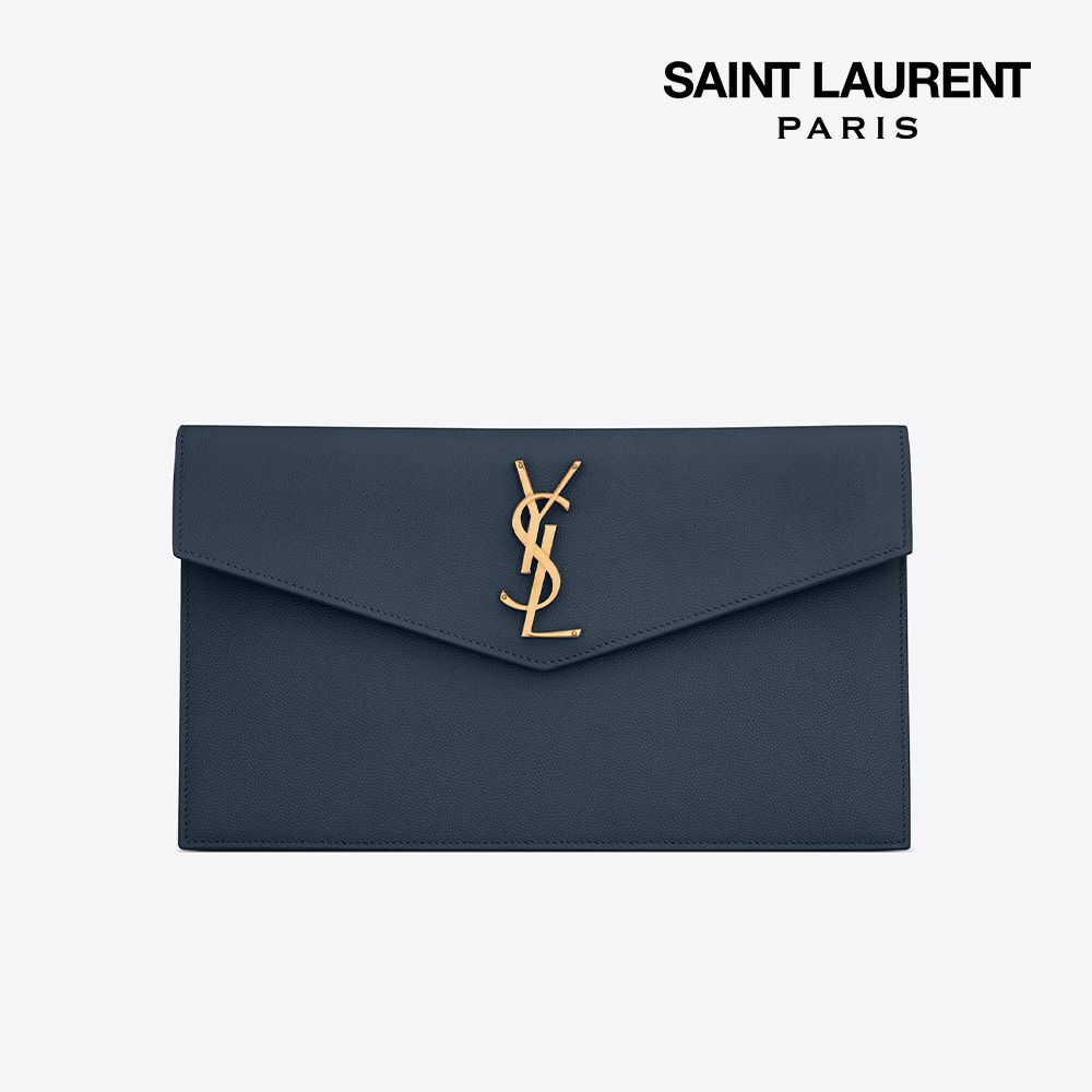 생로랑 YSL 업타운 클러치백 그레인 엠보스드 파우치 샤론 블루 5657391GF0J4227