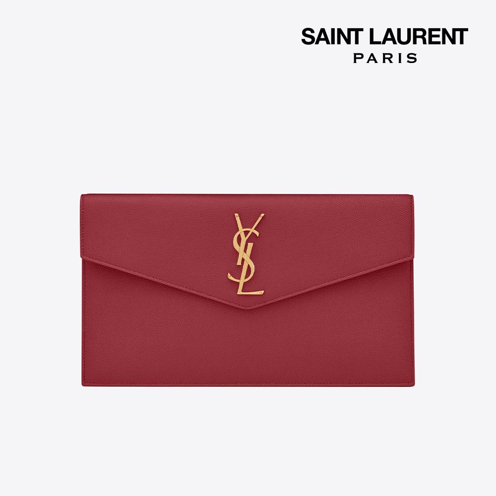 생로랑 YSL 업타운 클러치백 그레인 엠보스드 파우치 레드 5657391GF0J6008