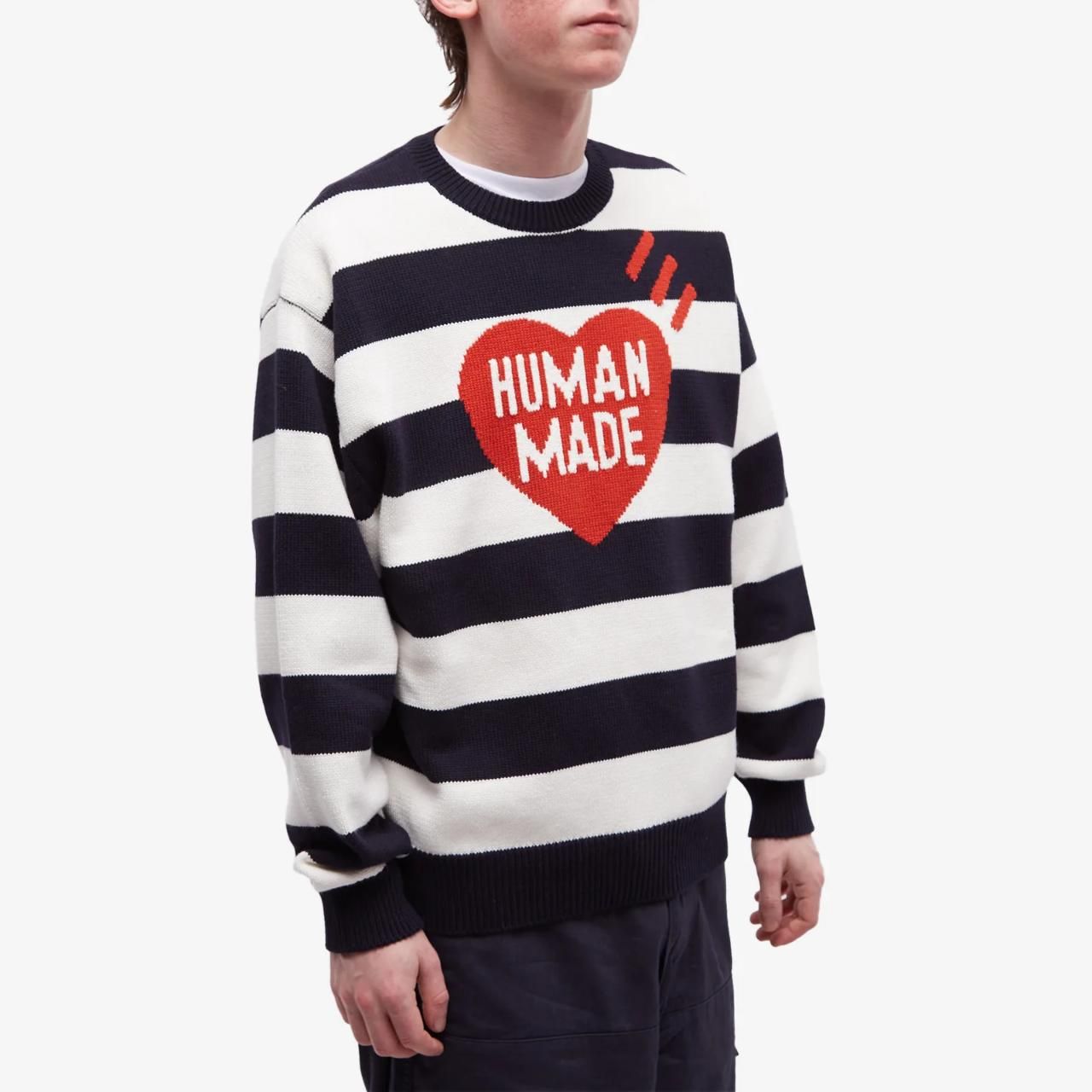 HUMAN MADE STRIPED HEART KNIT SWEATER XL