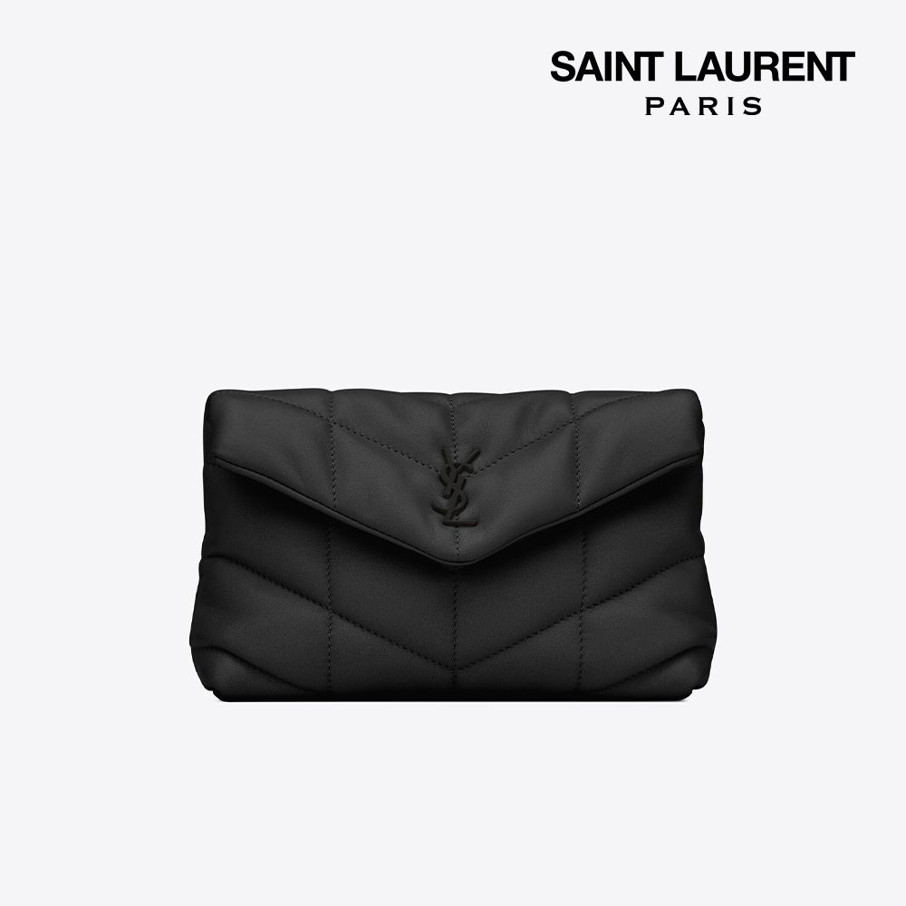 생로랑 YSL 퍼퍼 스몰 파우치 퀼티드 램스킨 누아르 6508801EL081000