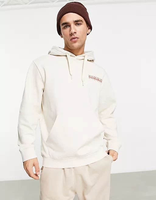 Napapijri b-morgex hoodie in yellow with patch logo