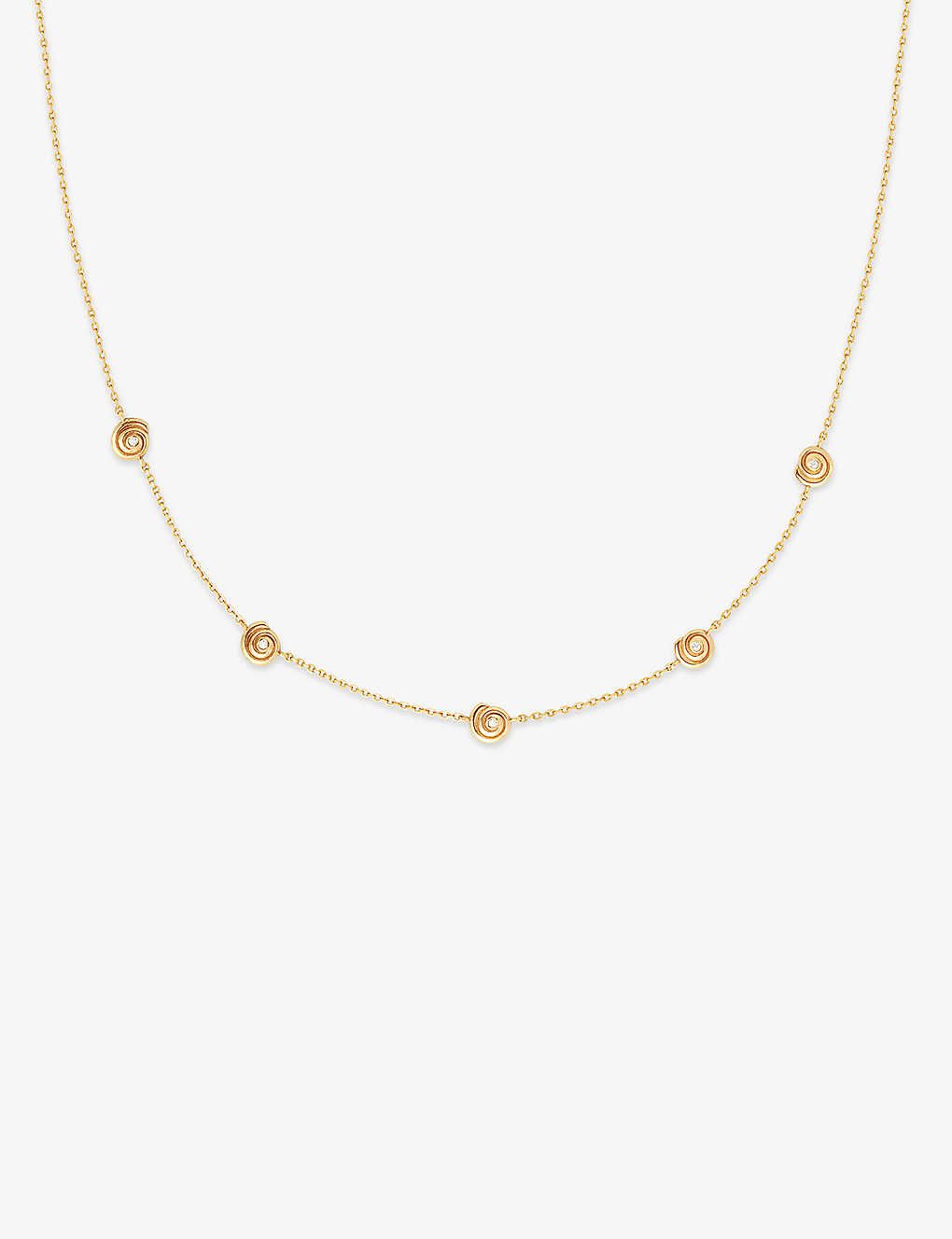 Shell 18ct yellow-gold plated  스털링 실버 and 큐빅 지르코니아 station 목걸이 ASTRID & MIYU