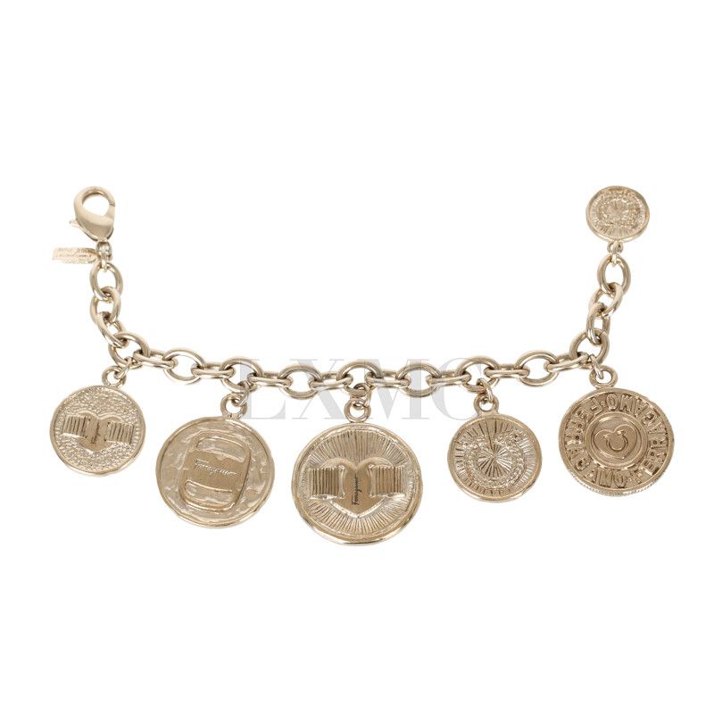 FERRAGAMO 327984724428001 関税送料込 Salvatore Ferragamo Vintage Chain Bracelet with Coin Pendant