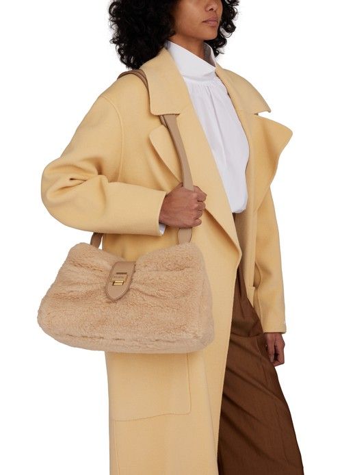 막스 마라 Maxi teddy fabric 클러치 백 MAX MARA albino