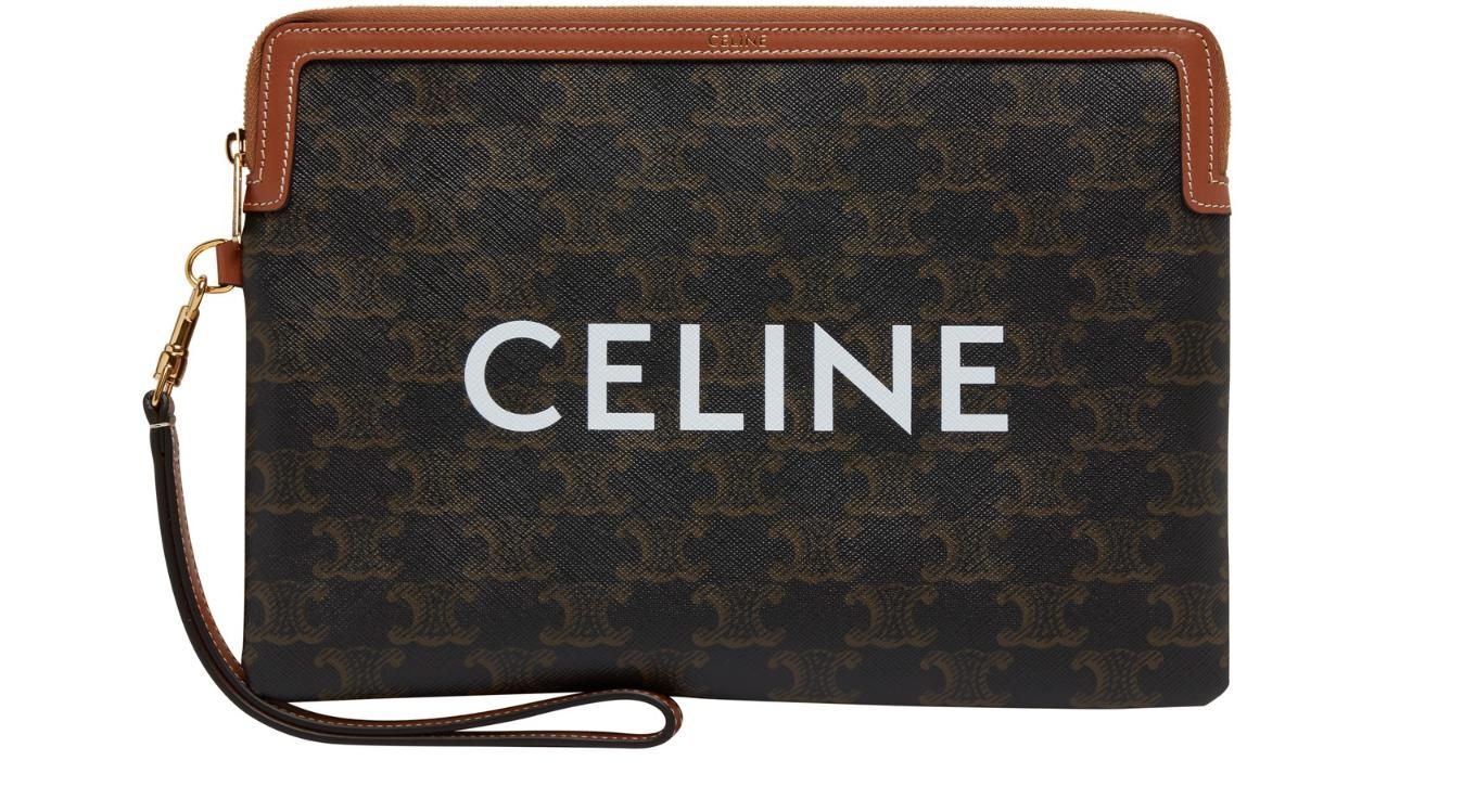 กระเป๋า Celine Wallet on strap in Triomphe canvas/ tan leather