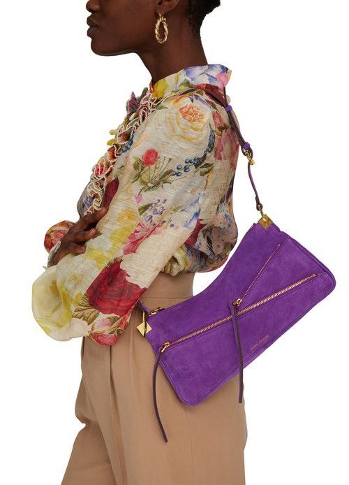 마누아틀리에Three Zipped Baguette bag 퍼플 MANU ATELIER