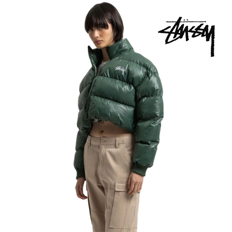 Stock Crop Puffer Jacket in Fern Green