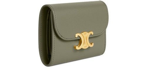 셀린느Triomphe Small Flap Wallet In Shiny Calfskin green CELINE