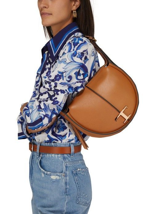 토즈Timeless Hobo bag in leather - small beige TODS
