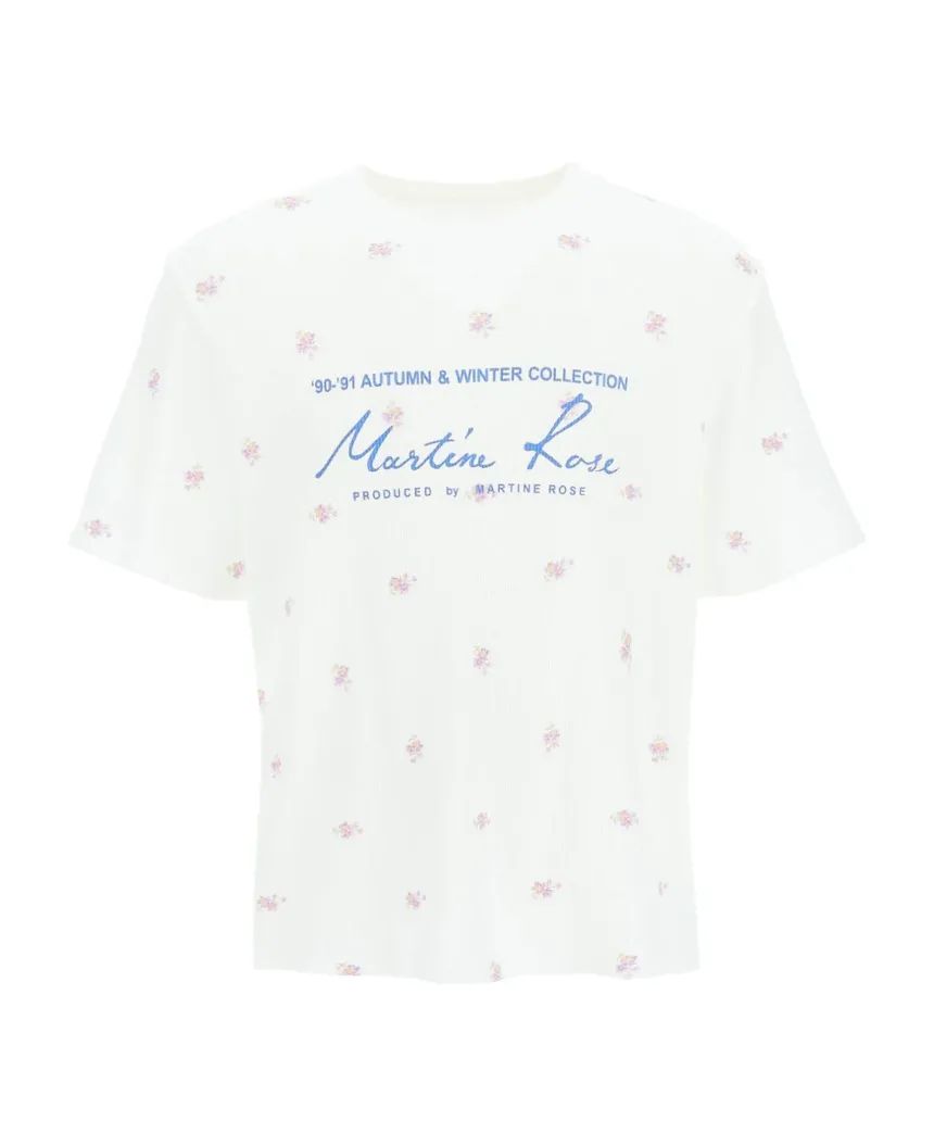 Martine Rose Waffled Jersey T Shirt With Floral Print