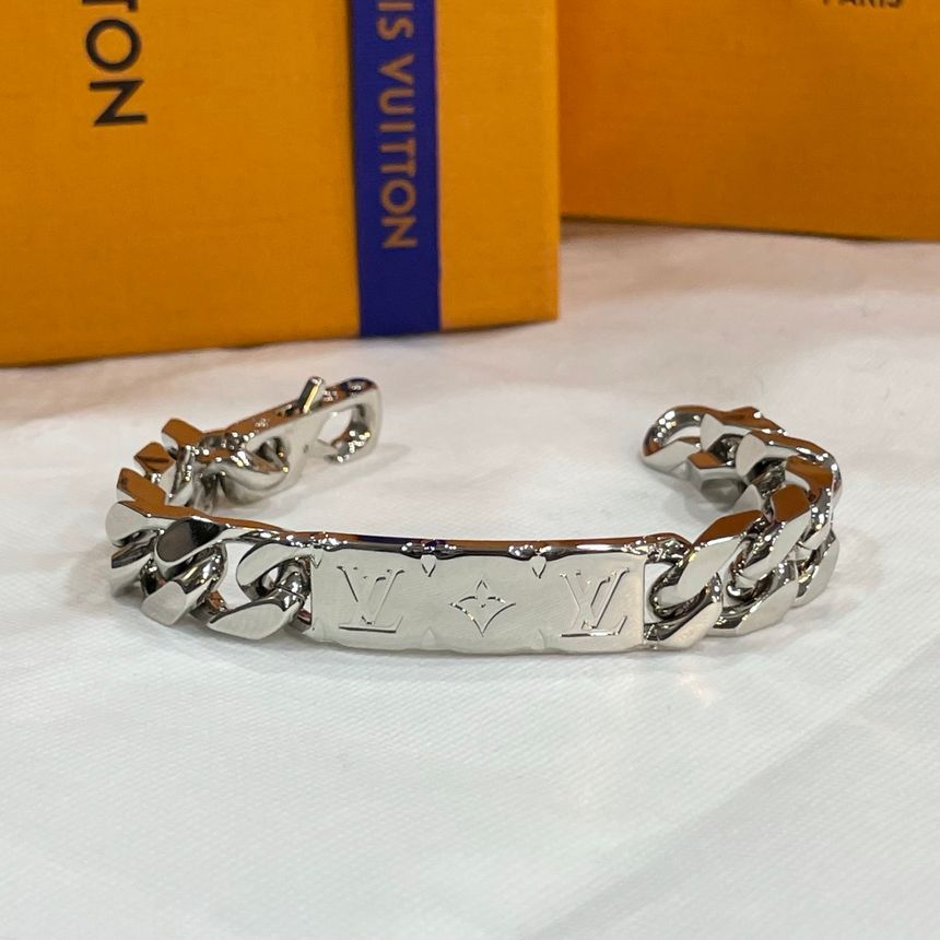 Louis Vuitton MONOGRAM Monogram Chain Silver Logo Bracelets (M00856, M00855)