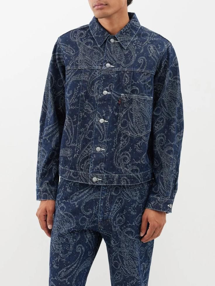 Needles Darts Jean Jacket 10oz Denim Papillon Jacquard - Indigo