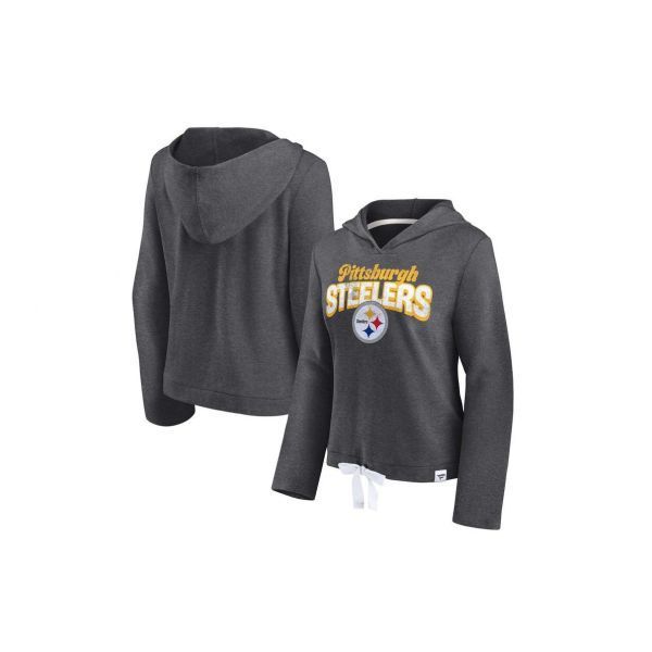 Women's Fanatics Branded Heather Charcoal New Orleans Saints First Team Cropped Lightweight Hooded Top Size: Small