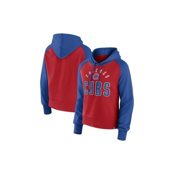 Women's Royal Chicago Cubs Plus Size Lace-Up V-Neck Pullover Hoodie