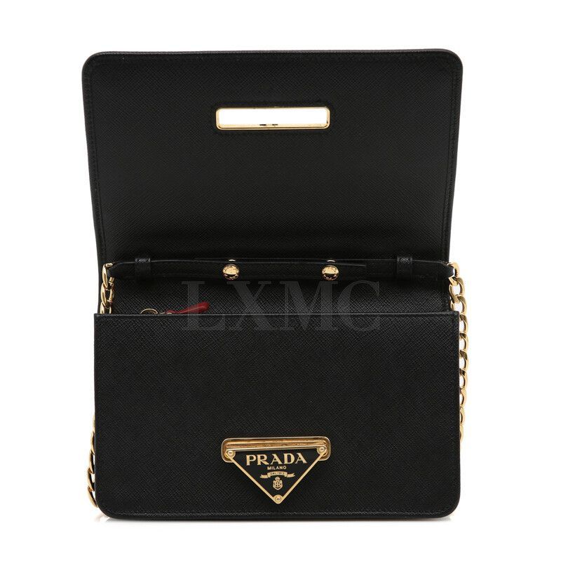 Prada Saffiano Chain Bag 1BP006 Black Mini Cross 58123033 | eBay