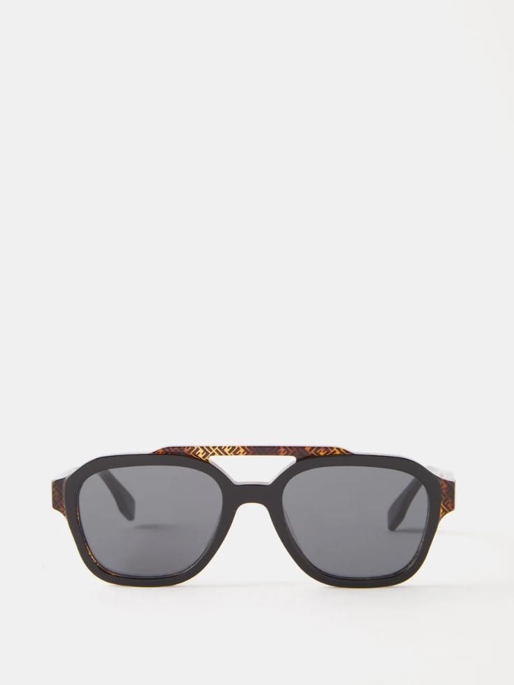 Brown Fendigraphy D-frame acetate sunglasses