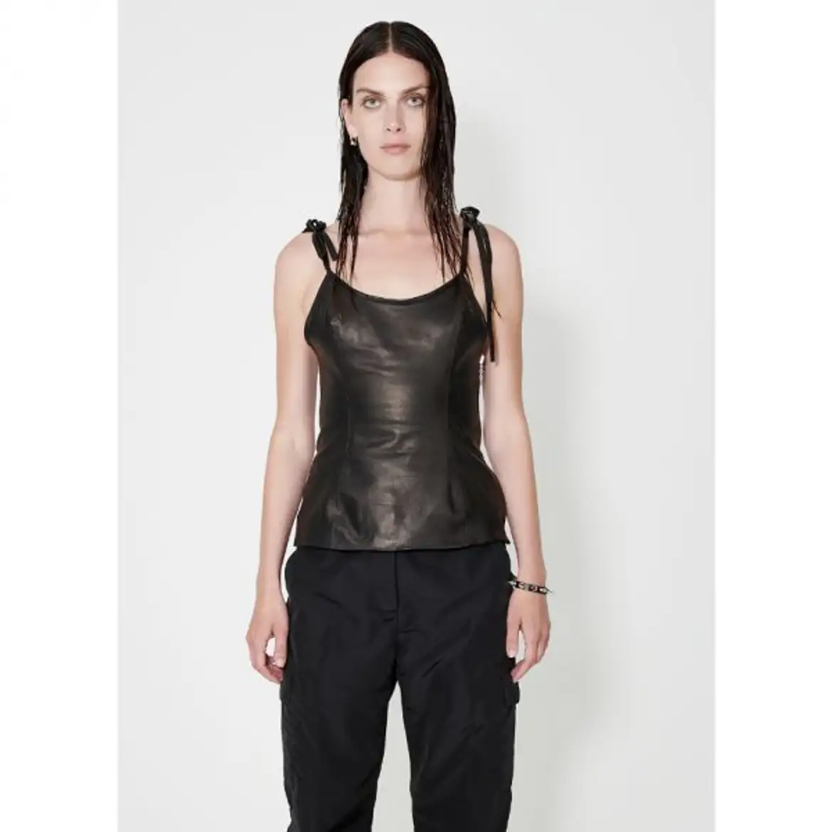 String Tank Black Leather