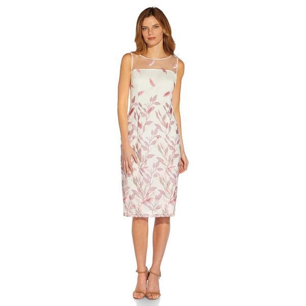 3709366 Adrianna Papell Sleeveless Vine Embroidered