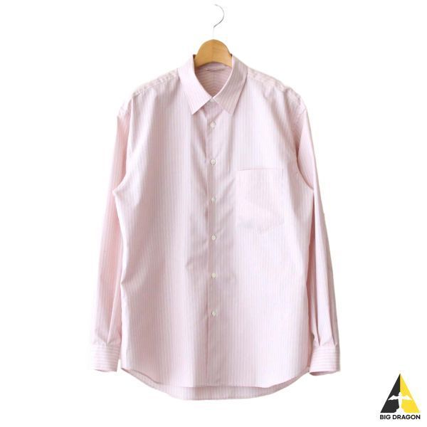 오라리-AURALEE 오라리 FINX POLYESTER STRIPE SHIRTS (A23SS02PS PINK