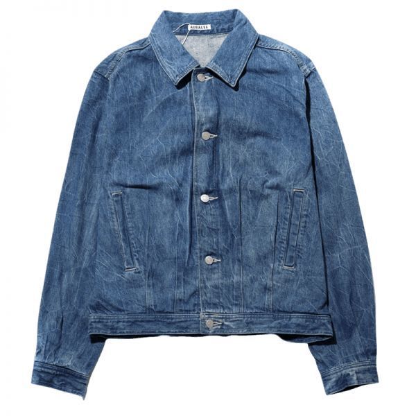 오라리-오라리 SELVEDGE FADED LIGHT DENIM BLOUSON LIGHTNING EFFECT