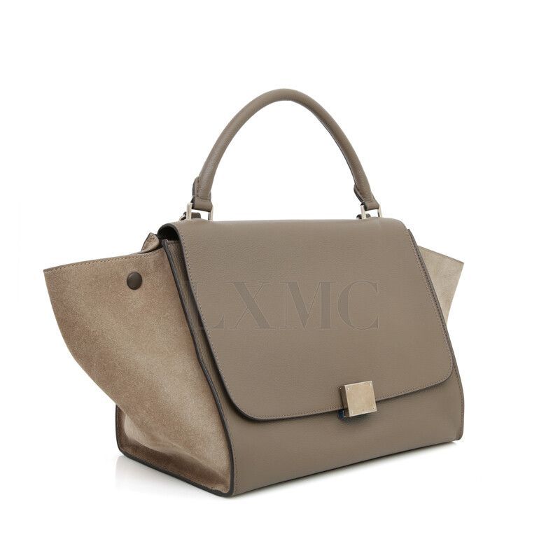 Celine Trapeze Combo Flap Shoulder Bag Beige Etoupe 63626148