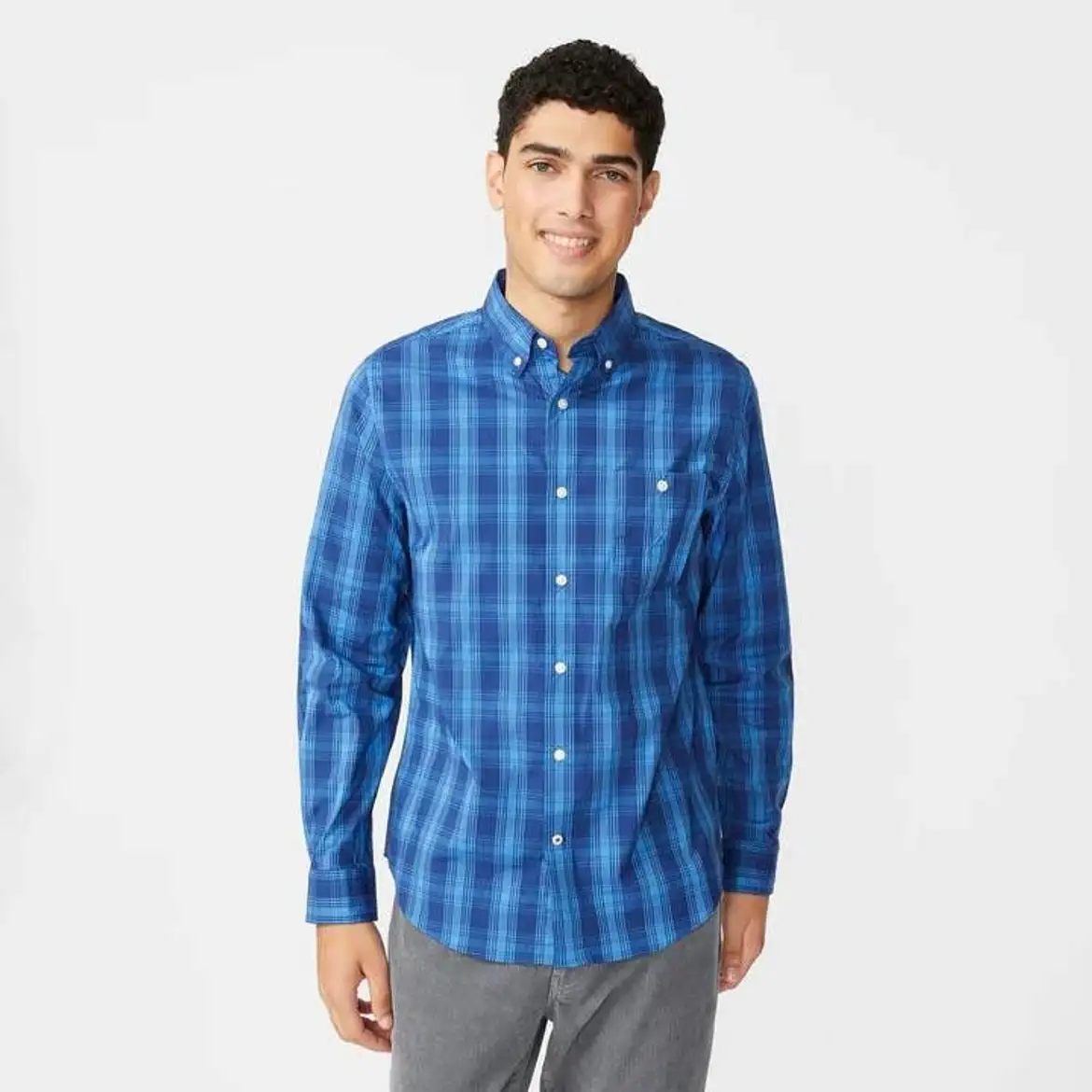 Wrinkle-Resistant Plaid Wear To Work Short-Sleeve Shirt