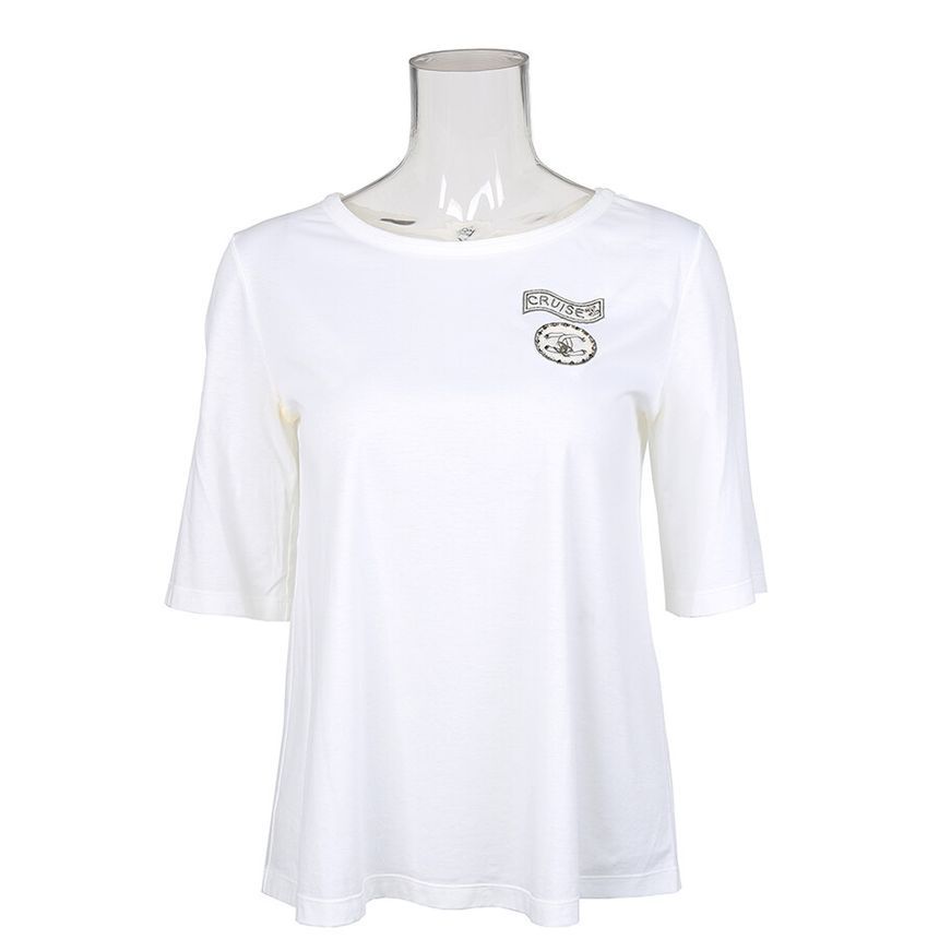 CHANEL CC Stone Logo Short Sleeve T-Shirt White 34 66144071