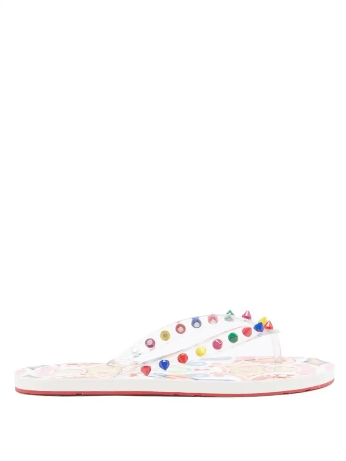 Womens Christian Louboutin white Loubi Flip Studded Flip Flops